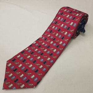 Vintage Tommy Hilfiger Mens NECK TIE 100% Silk Beach Chair Made in USA Red Navy